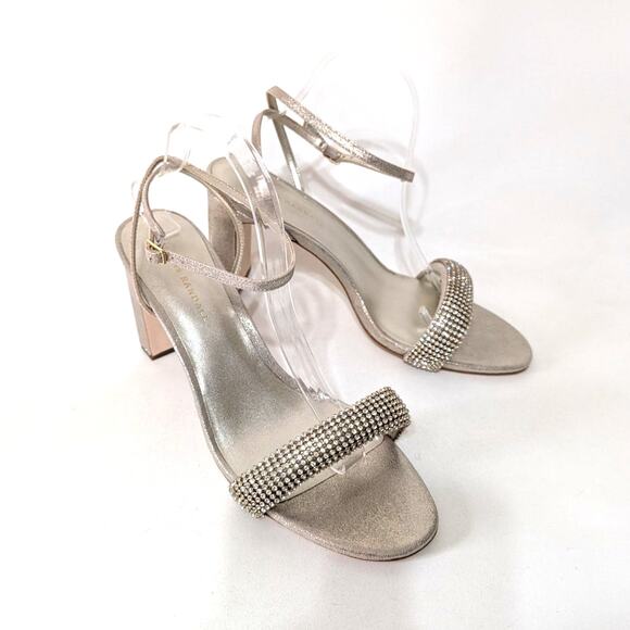 Loeffler Randall Shay Rhinestone Ankle Strap Sandals Heels Metallic Size 11 - Picture 3 of 13